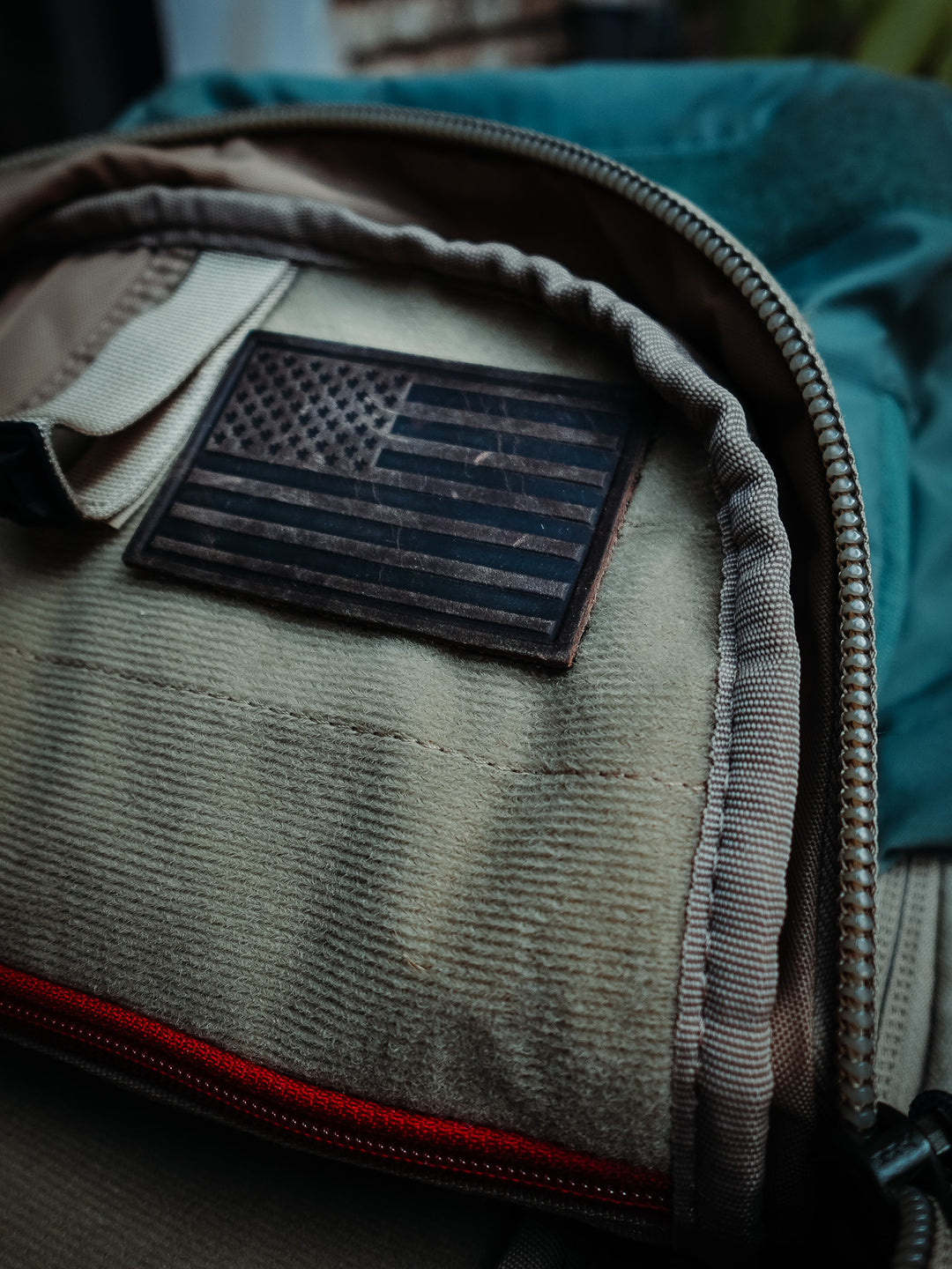 Leather American Flag Velcro Patch